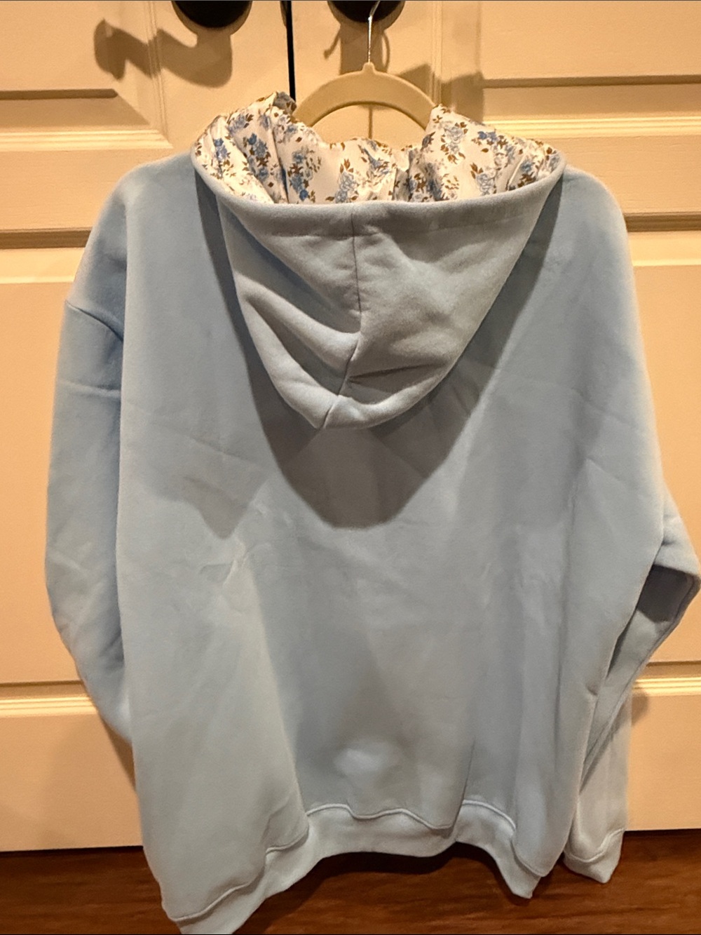 Simply Southern Light Blue Hoodie with Floral Bouquet and Pink Bows - Picture 5 of 6